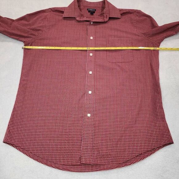 Men's Large 36/37 Croft&barrow Red White Checkered Button Up Long Sleeve Shirt - Picture 3 of 12